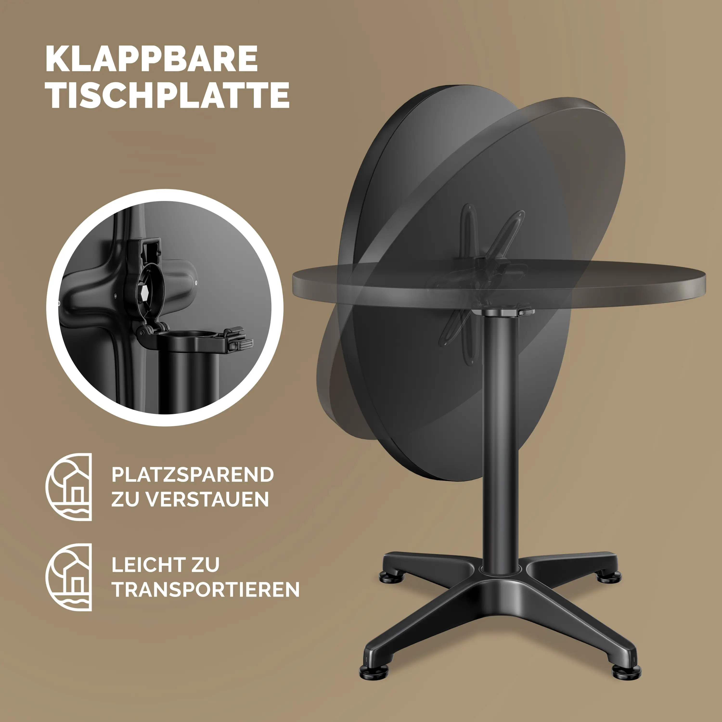 Stehtisch Schwarz Alu Ø60cm klappbar, höhenverstellbar günstig online kaufen