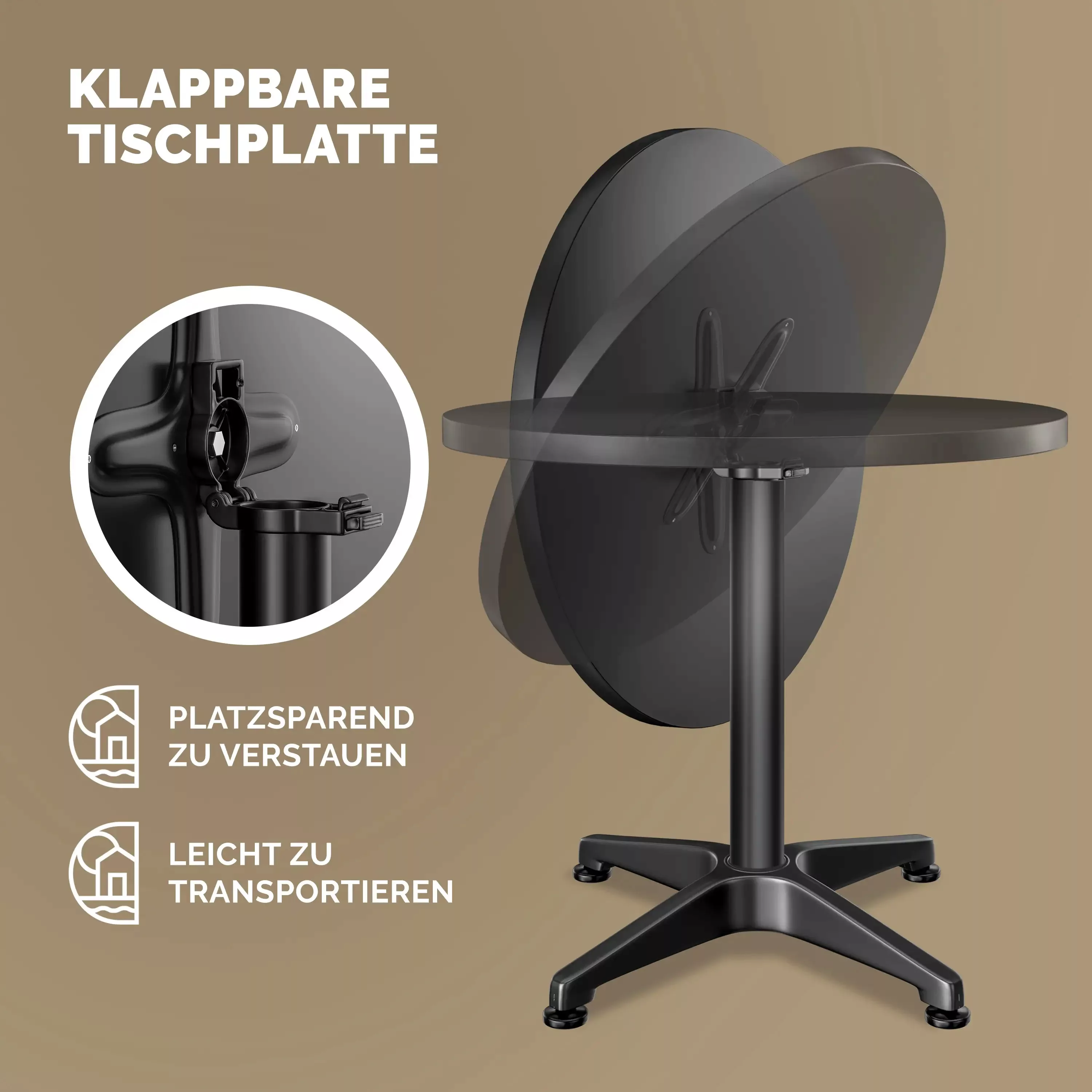 Stehtisch Schwarz Alu Ø60cm klappbar, höhenverstellbar günstig online kaufen