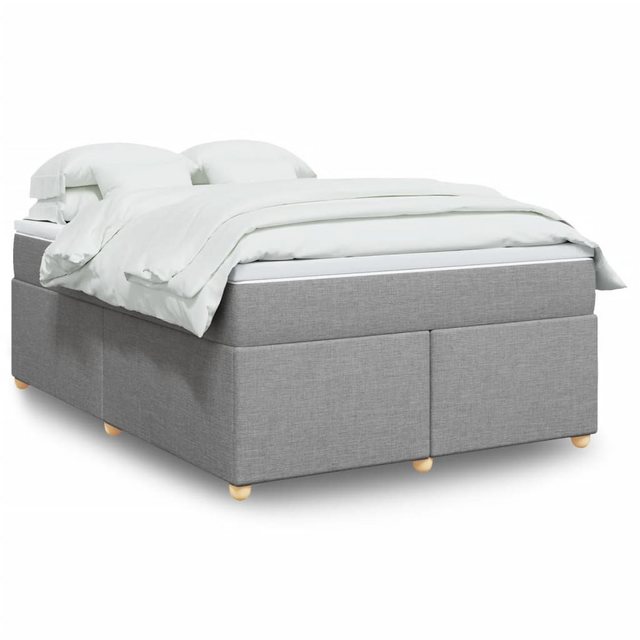 vidaXL Boxspringbett, Boxspringbett mit Matratze Hellgrau 140x200 cm Stoff günstig online kaufen