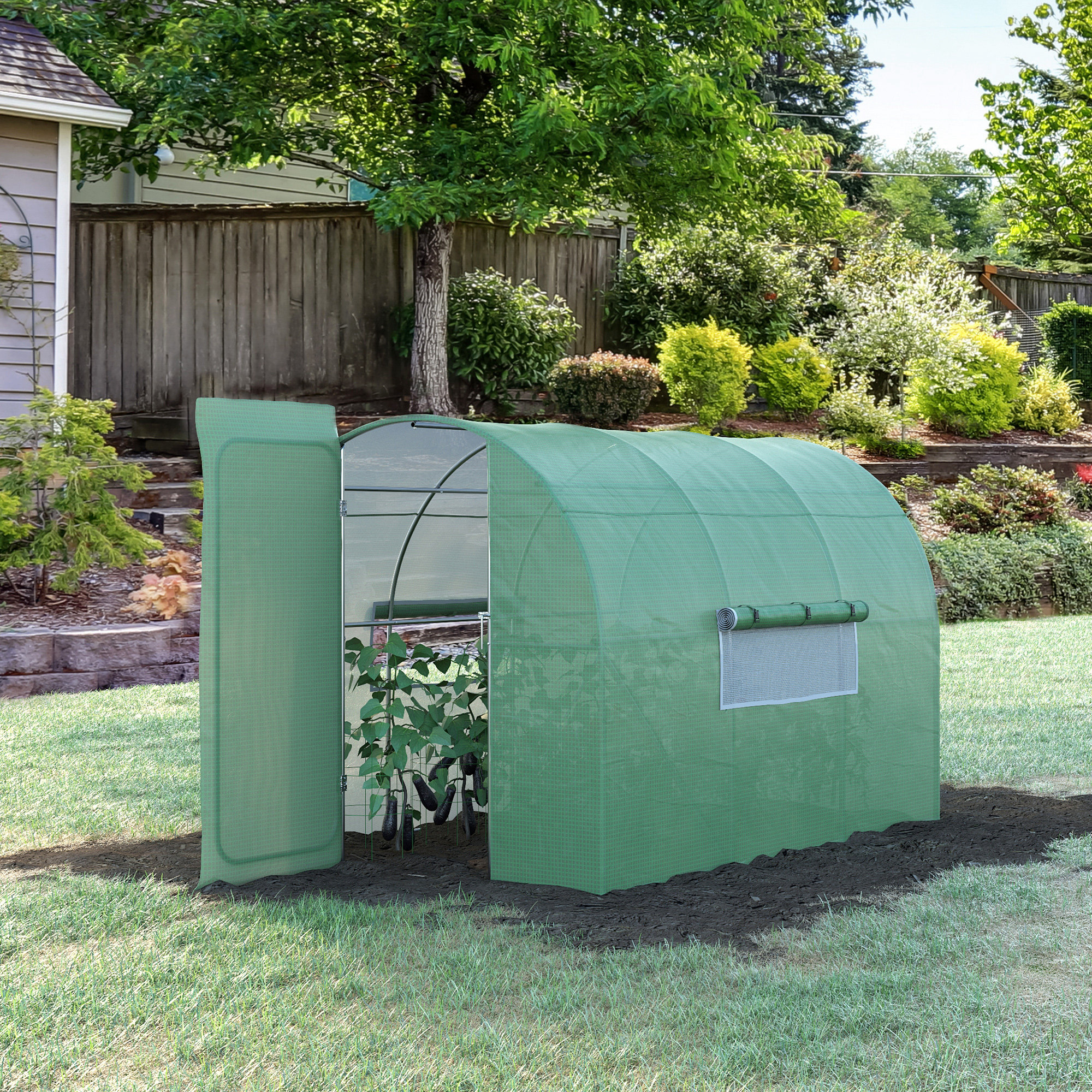 Outsunny Gewächshaus-Tunnel für den Garten 6 m² Verzinkter Stahl verstärkt günstig online kaufen