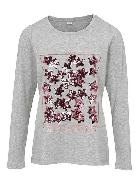 heine T-Shirt Heine Damen Jerseyshirt m. Pailletten, grau-melange günstig online kaufen
