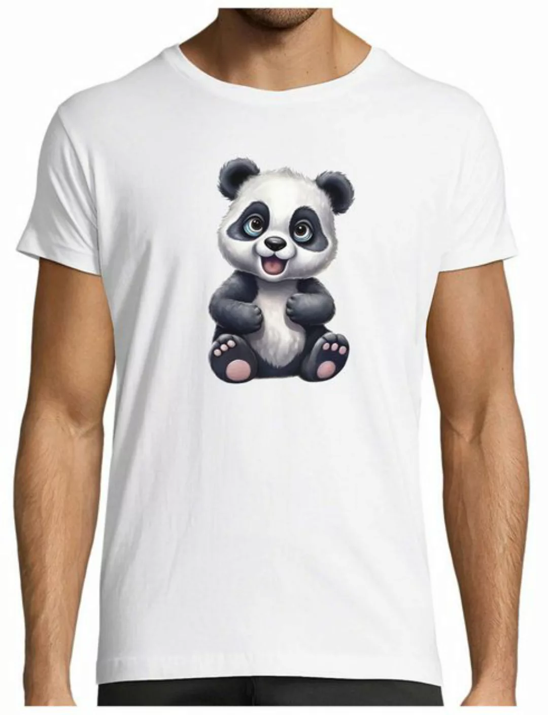 MyDesign24 T-Shirt Herren Print Shirt - Cartoon Panda Bär Brustprint Baumwo günstig online kaufen