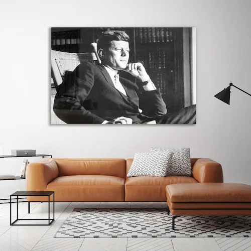 queence Acrylglasbild "Kennedy", Schwarz-Weiß-Mann-Stars günstig online kaufen
