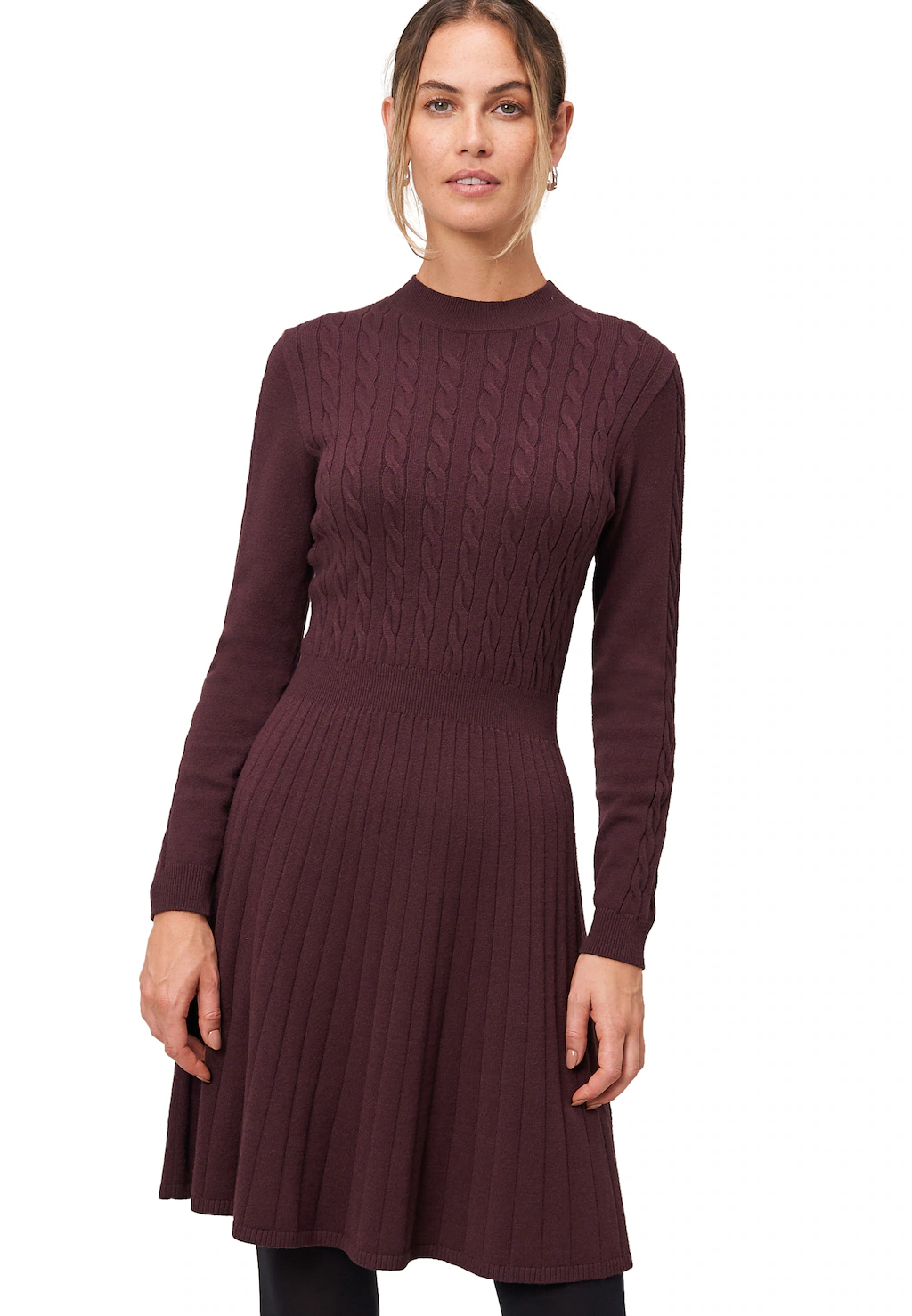 Zero Strickkleid "zero Damen Strickkleid mit Zopfmuster", strukturiert günstig online kaufen
