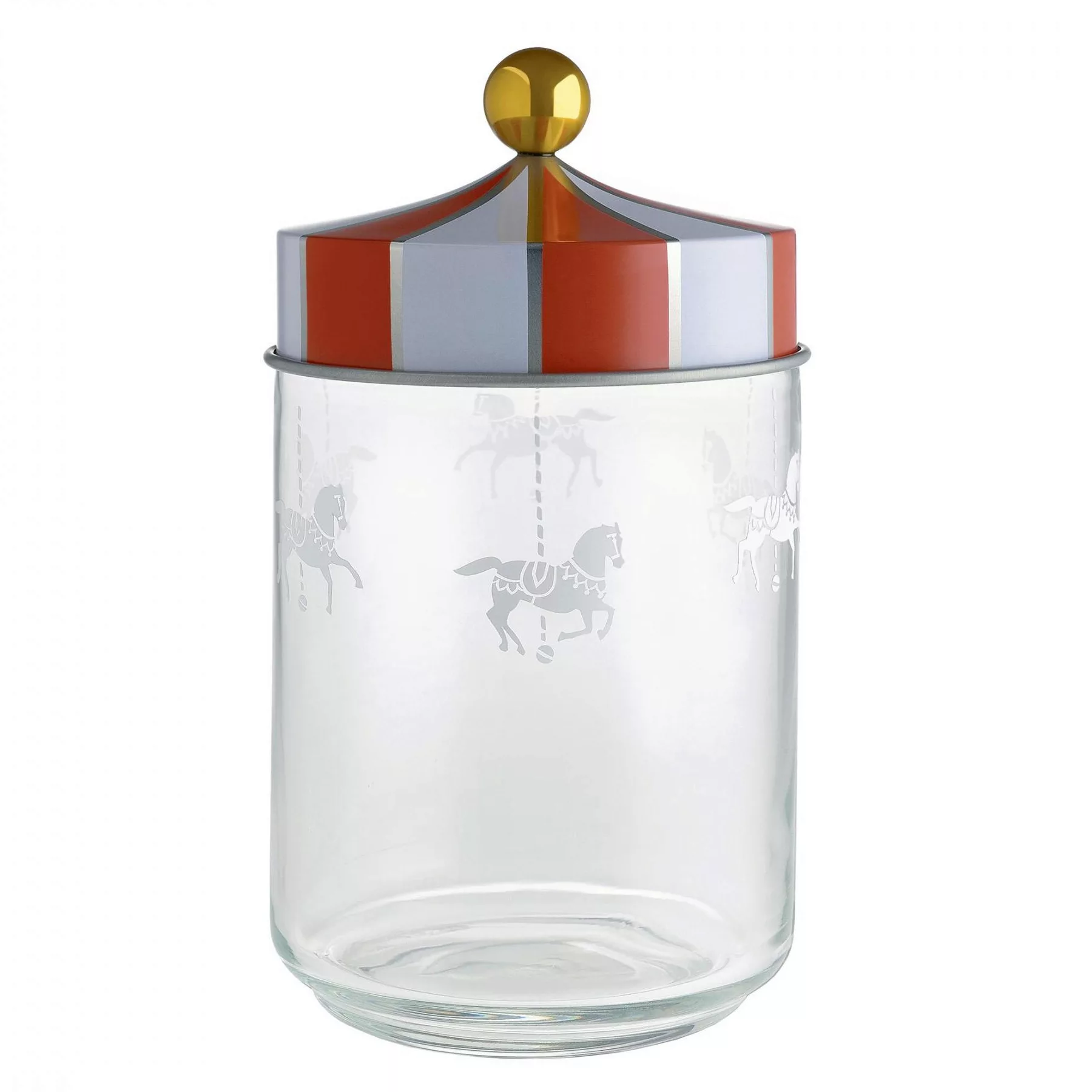 hermetisch verschließbares Glas Circus metall glas rot weiß transparent / 1 günstig online kaufen
