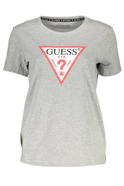 GUESS JEANS T-Shirt Damen T-Shirt Grau aus Bio-Baumwolle mit Logo und günstig online kaufen