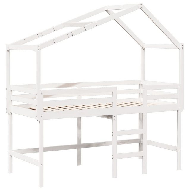 vidaXL Bett Hochbett mit Leiter und Dach Weiß 90x190 cm Massivholz Kiefer günstig online kaufen