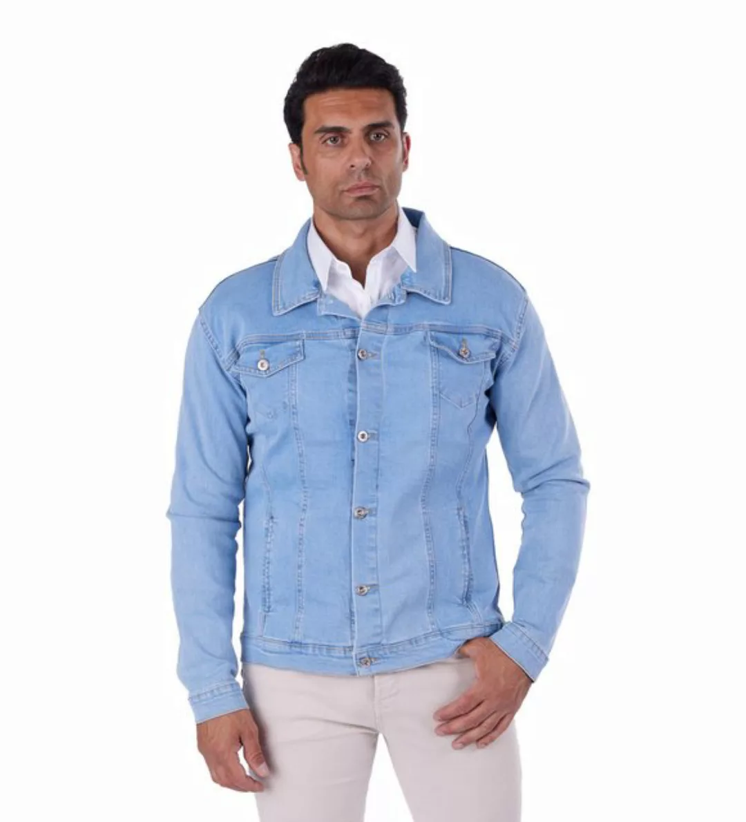 Denim Distriqt Jeansjacke Lässige Jeansjacke mit Backprint in SLIM FIT Hell günstig online kaufen