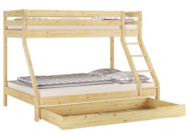 ERST-HOLZ Etagenbett Doppel-Etagenbett 90x200 u. 140/200 Kiefer natur - Zub günstig online kaufen