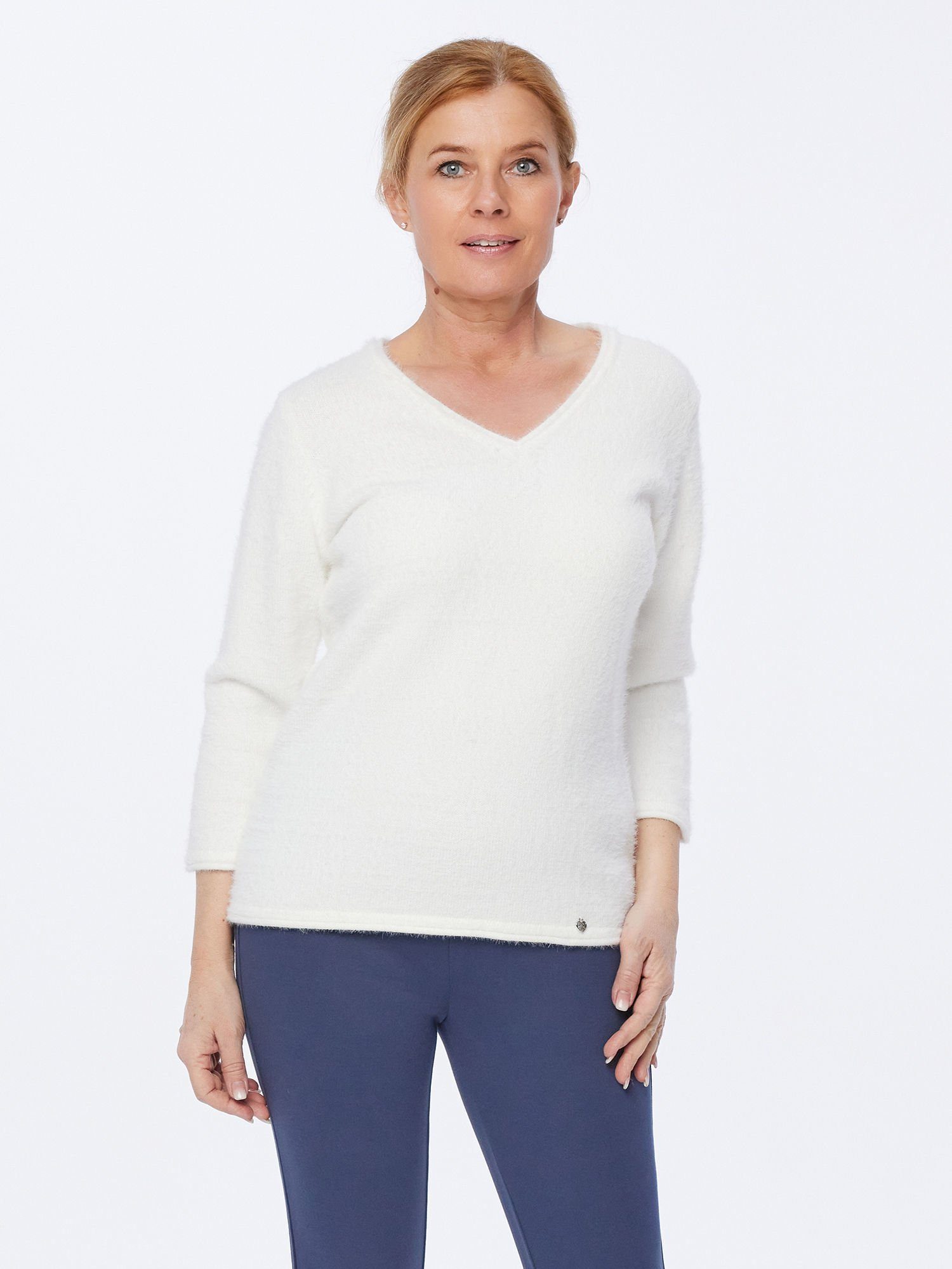 Christian Materne Strickpullover V-Ausschnitt-Pullover figurbetont mit günstig online kaufen