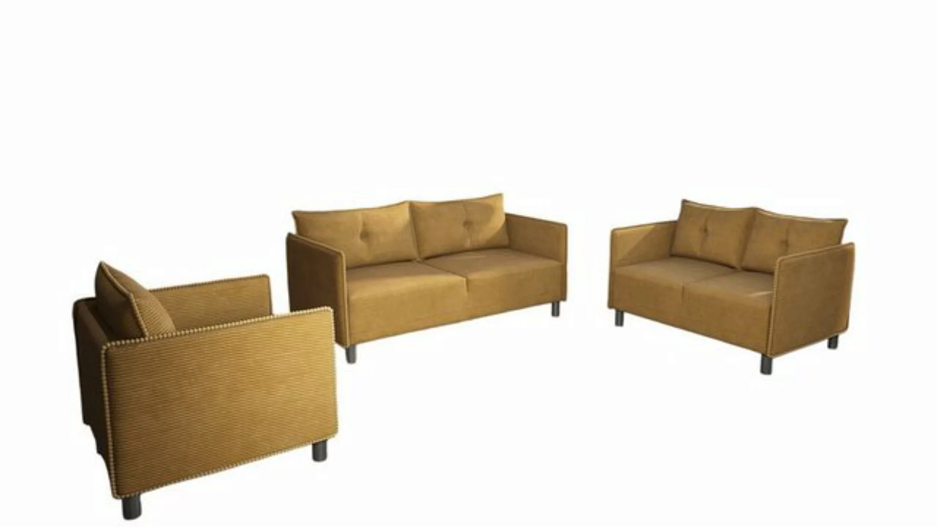 Fun Möbel Polstergarnitur Sofaset Designersofa DECLAN 3-2-1 in Stoff Lincol günstig online kaufen