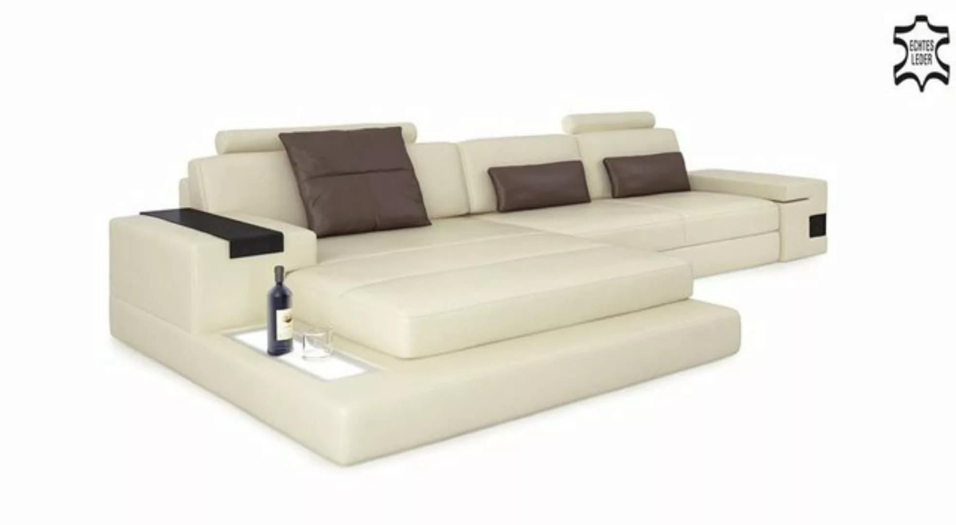 BULLHOFF Schlafsofa Schlafsofa Leder Ecksofa Designsofa Eckcouch L-Form Bet günstig online kaufen