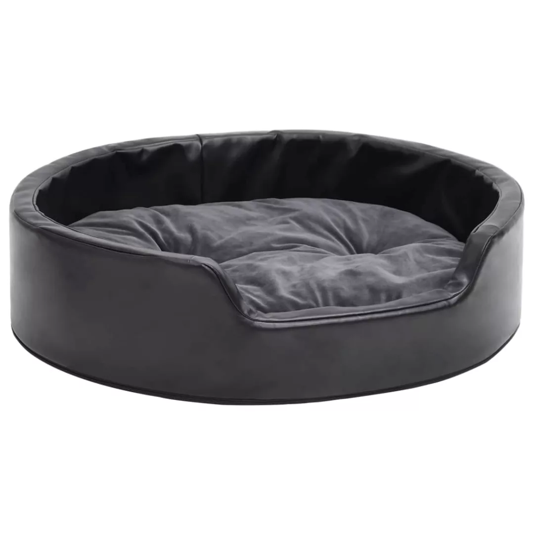 Hundebett Schwarz-dunkelgrau 69x59x19 Cm Plüsch Und Kunstleder günstig online kaufen