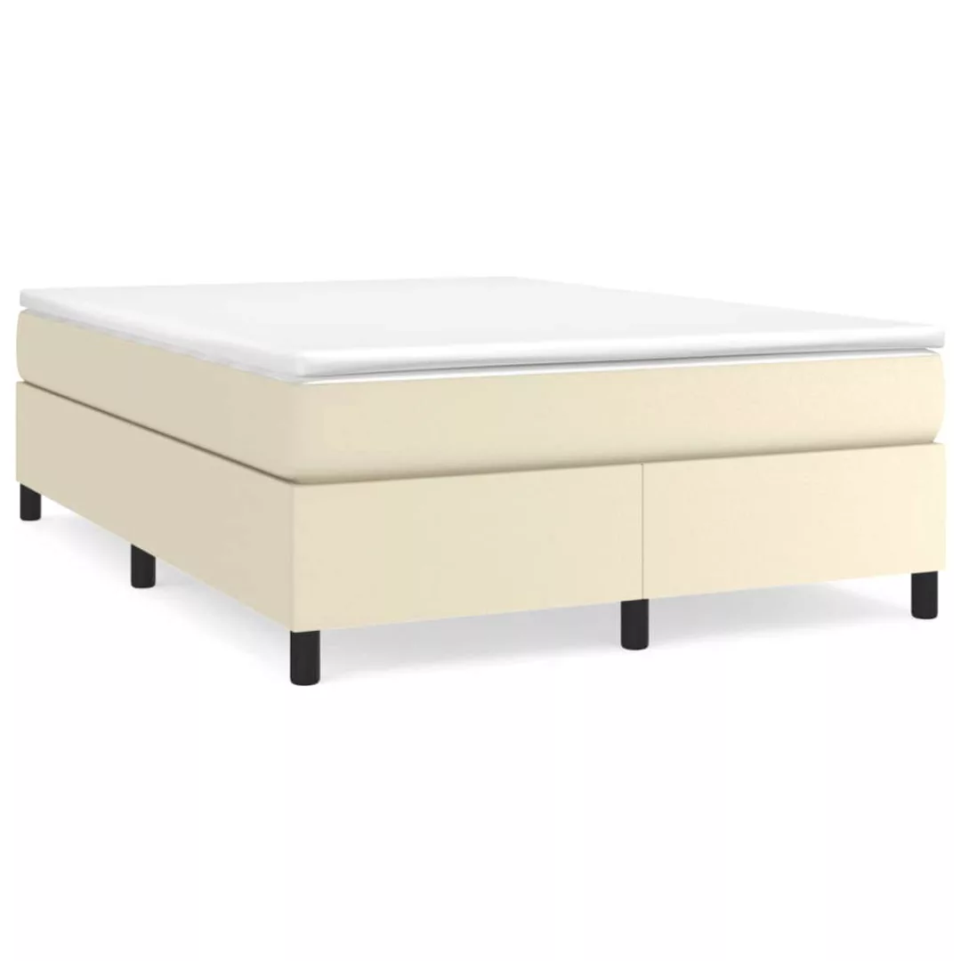 Vidaxl Boxspringbett Mit Matratze Creme 140x200 Cm Kunstleder günstig online kaufen