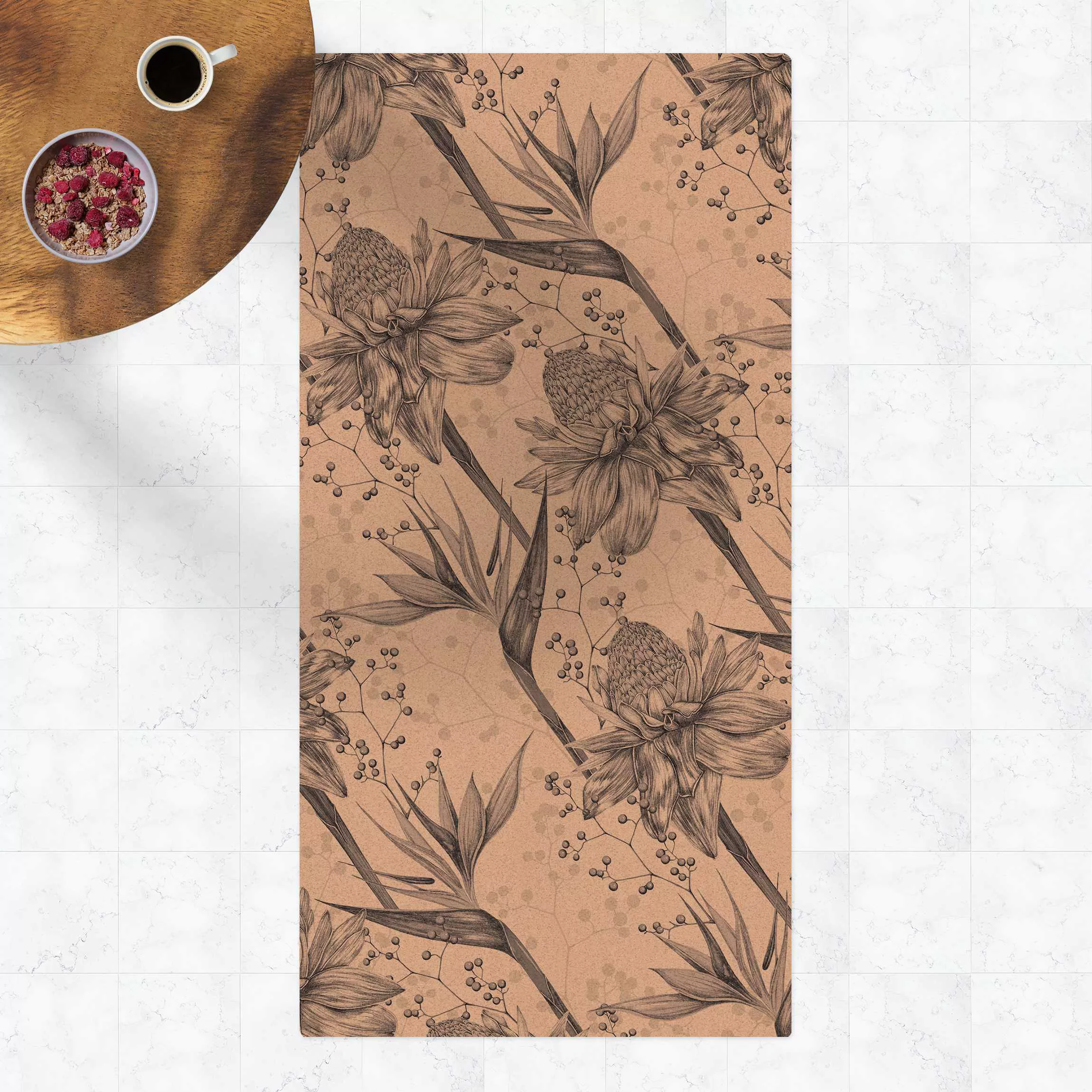 Kork-Teppich Florale Eleganz Vintagebeeren günstig online kaufen