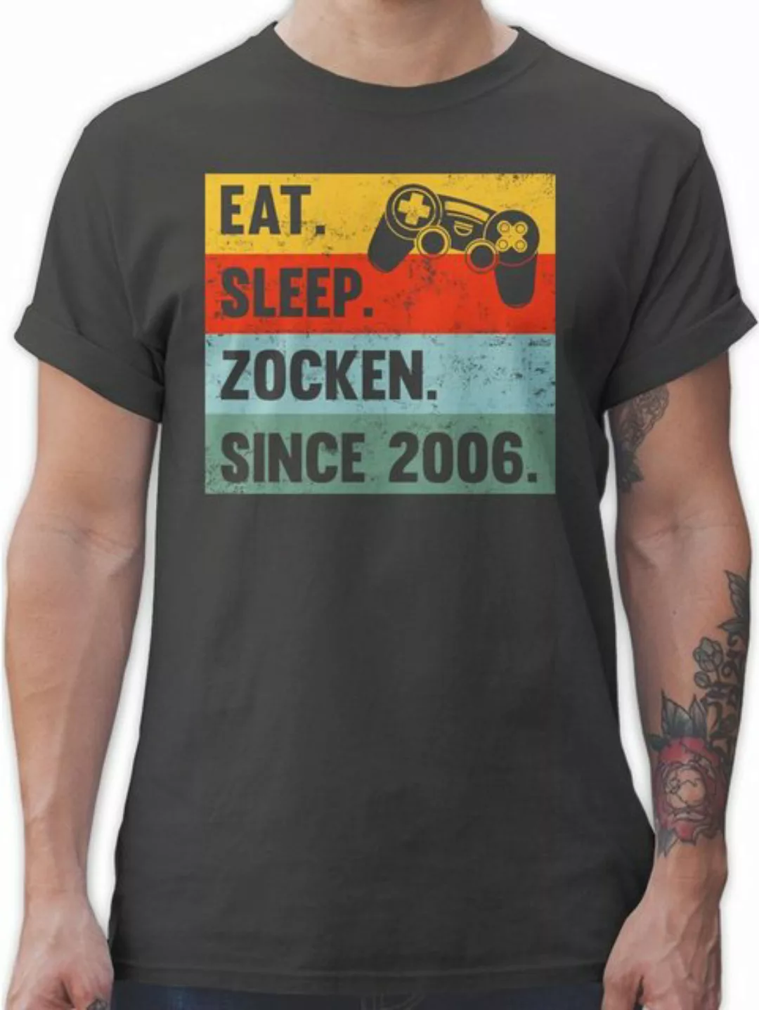 Shirtracer T-Shirt Eat Sleep Zocken Since 2006 18. Geburtstag günstig online kaufen