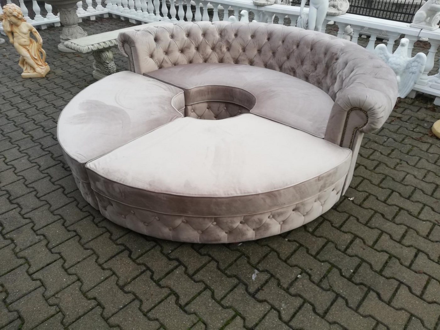 Xlmoebel Sofa Großes Stoffsofa in runder Form von Chesterfield Eckcouch, He günstig online kaufen