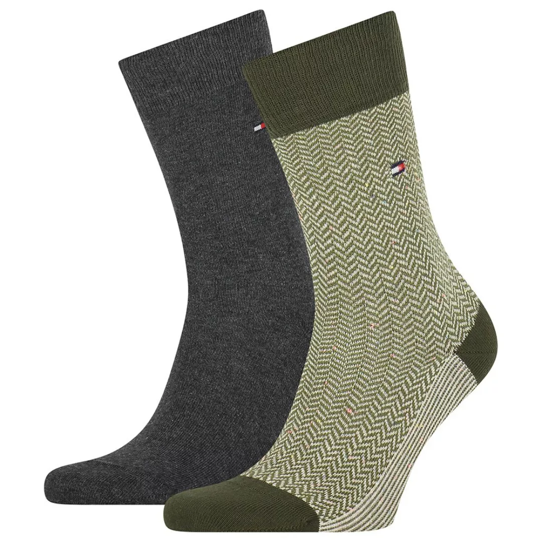 Tommy Hilfiger Seasonal Herringbone Neppy Socken 2 Paare EU 43-46 Olive günstig online kaufen
