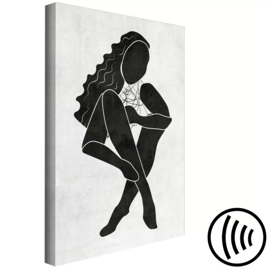 Wandbild Sitzende Figur einer Frau - schwarz-weiße Silhouette einer Frau XX günstig online kaufen
