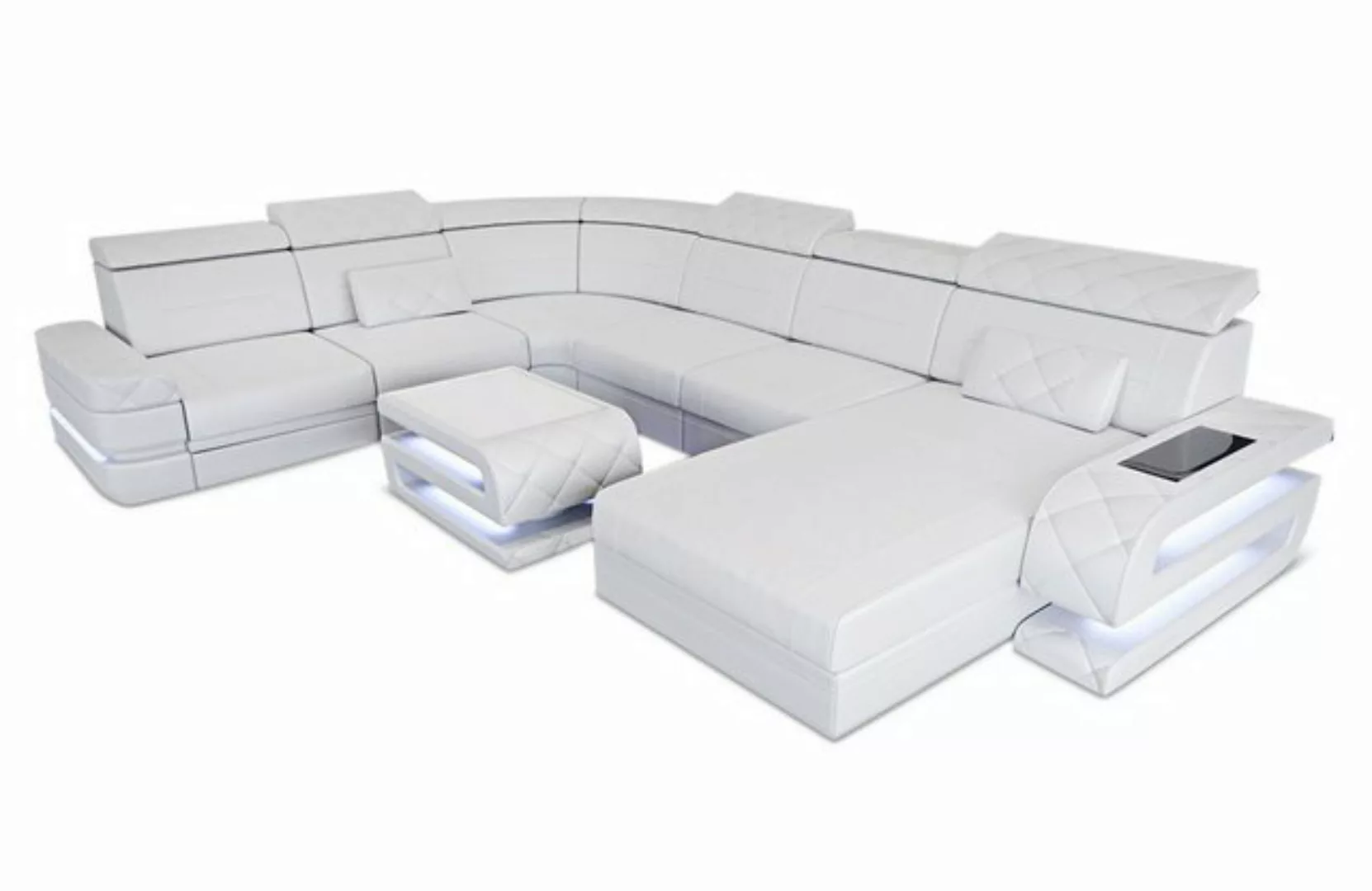 Sofa Dreams Wohnlandschaft Ledersofa Bologna XXL U Form Leder Sofa, Couch, günstig online kaufen