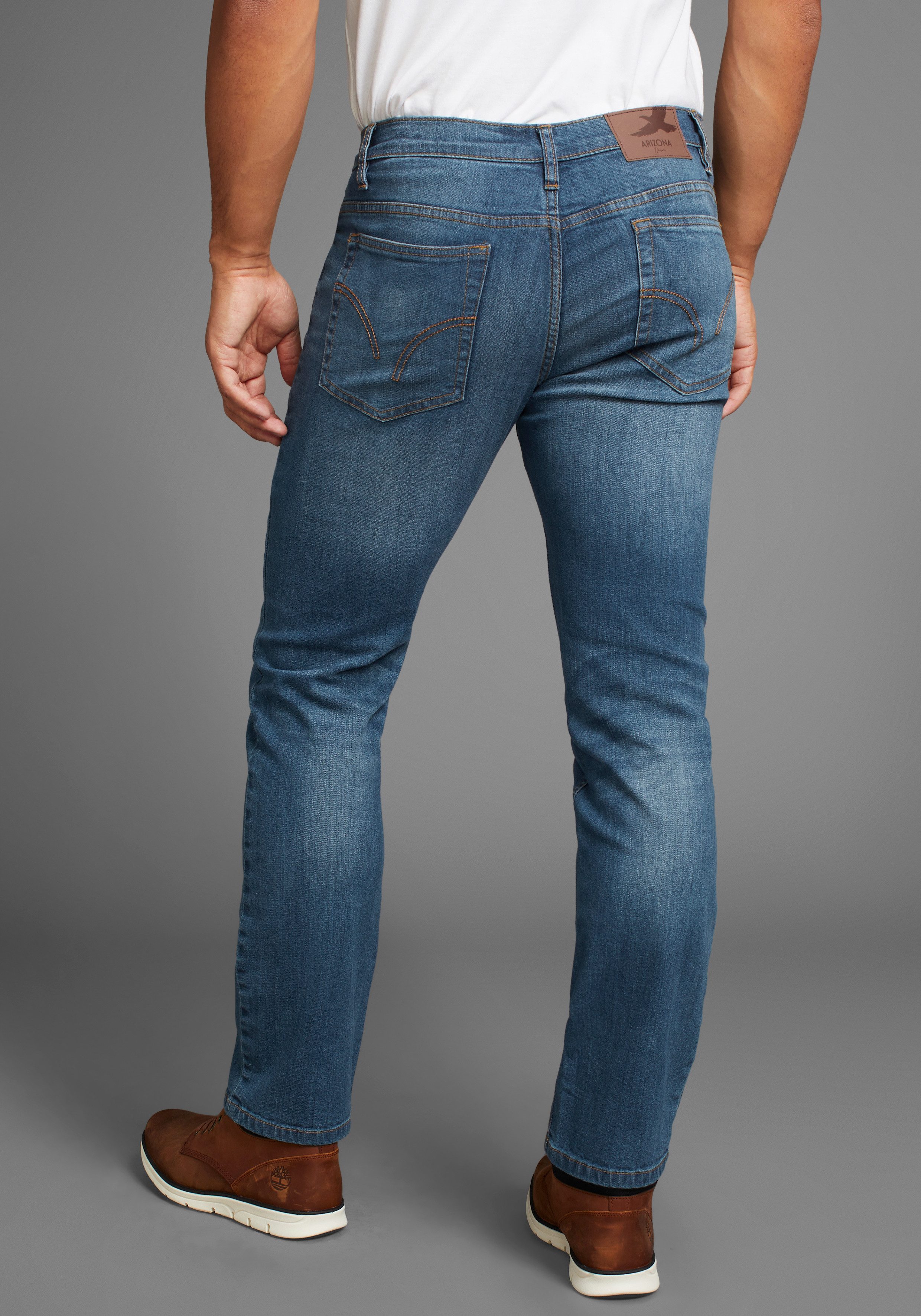 Arizona Stretch-Jeans, gerade Beinform, niedrige Leibhöhe, mit Gürtelschlau günstig online kaufen