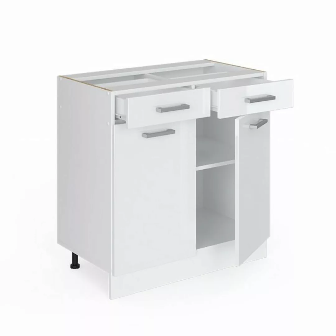 Vicco Unterschrank R-Line, Weiß Hochglanz/Weiß, 80 cm AP Eiche günstig online kaufen