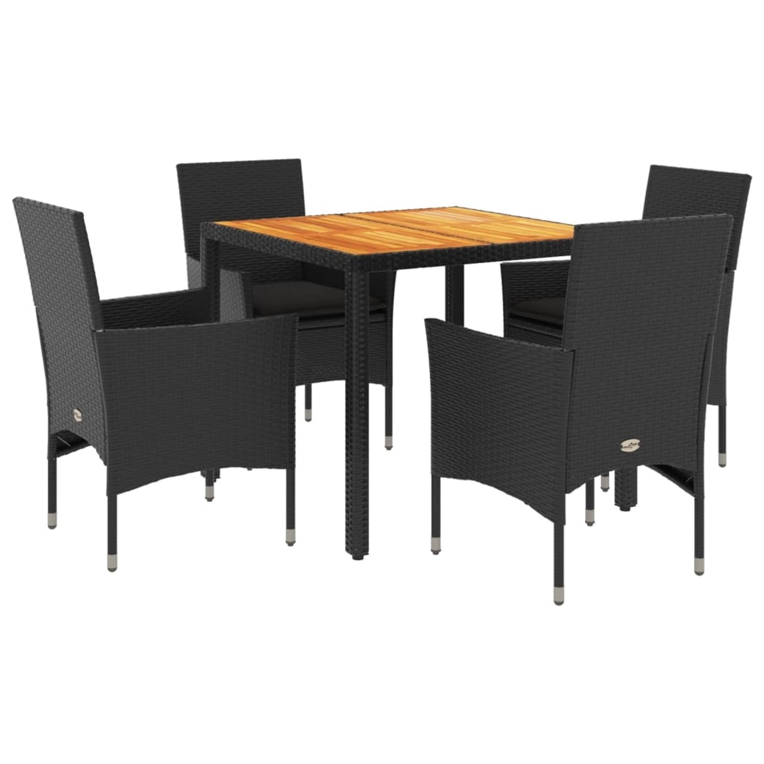 vidaXL 5-Tlg Garten-Essgruppe mit Kissen Schwarz Poly Rattan Akazie 3278670 günstig online kaufen