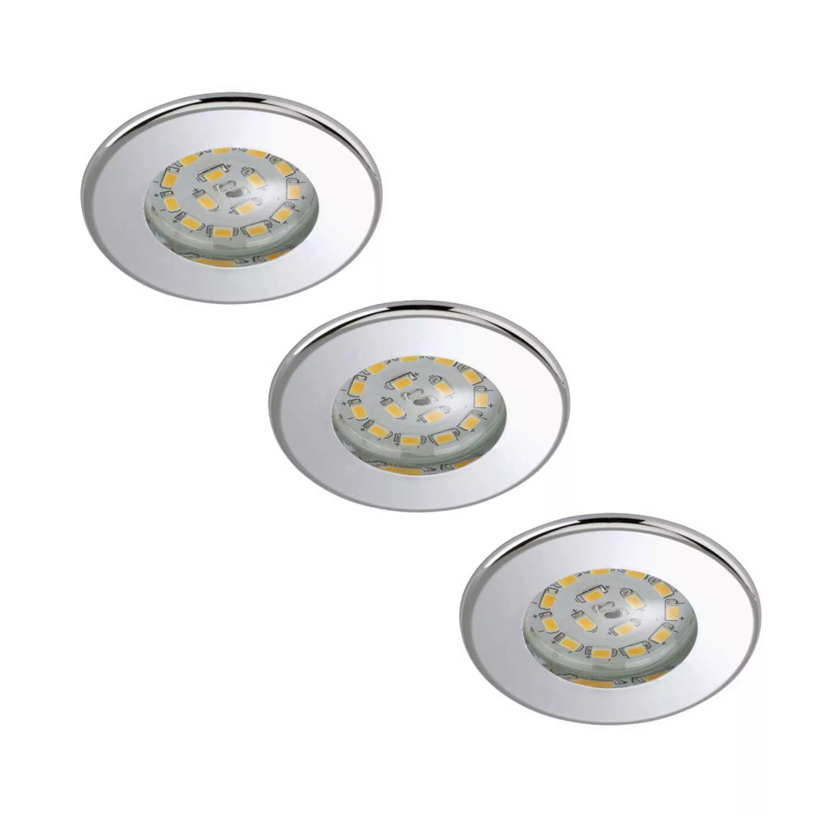 3er Set LED-Einbaustrahler Nikas IP44 chrom günstig online kaufen