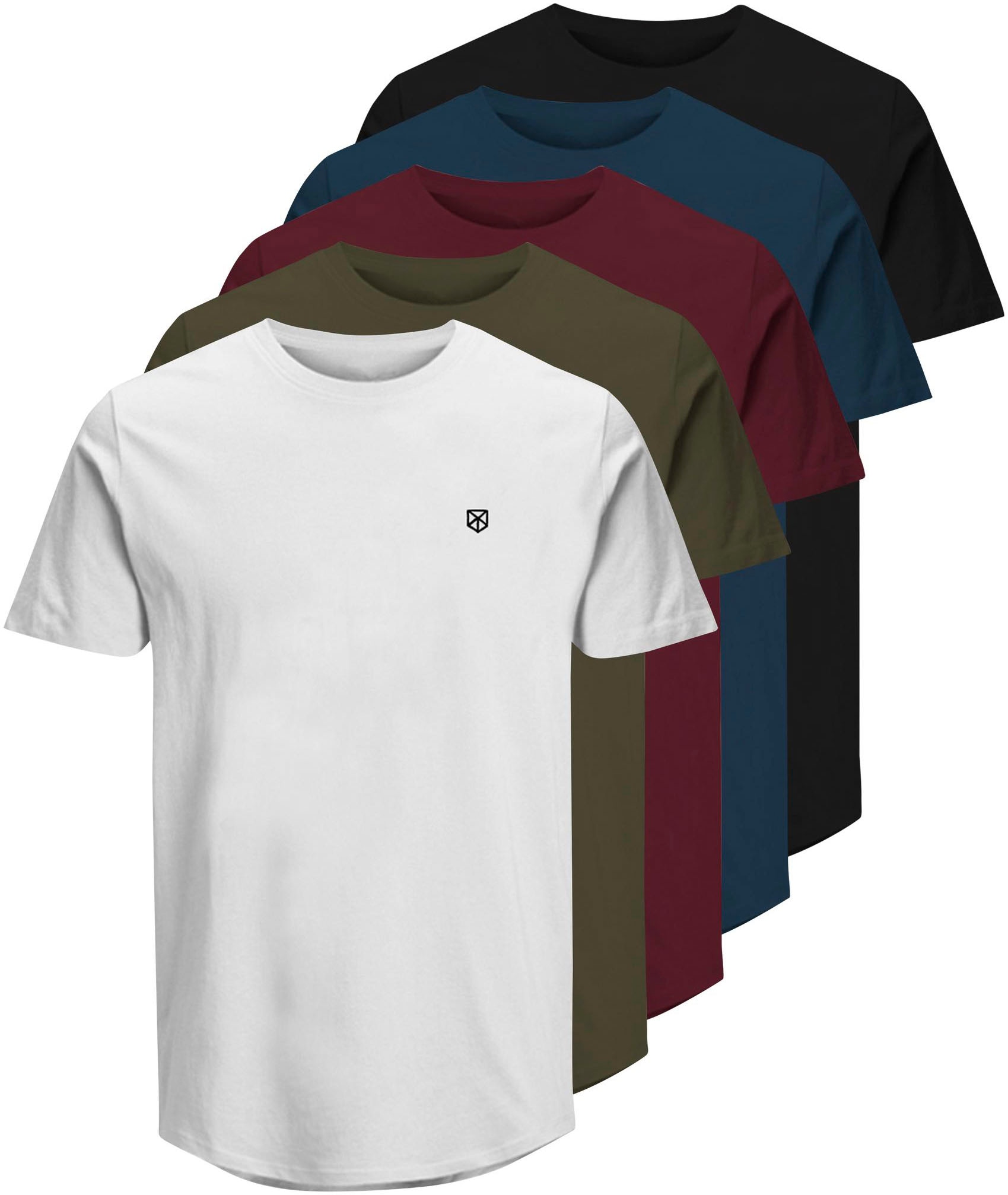 Jack & Jones Herren Rundhals T-Shirt JPRBLABRODY - Regular Fit 5er Pack günstig online kaufen