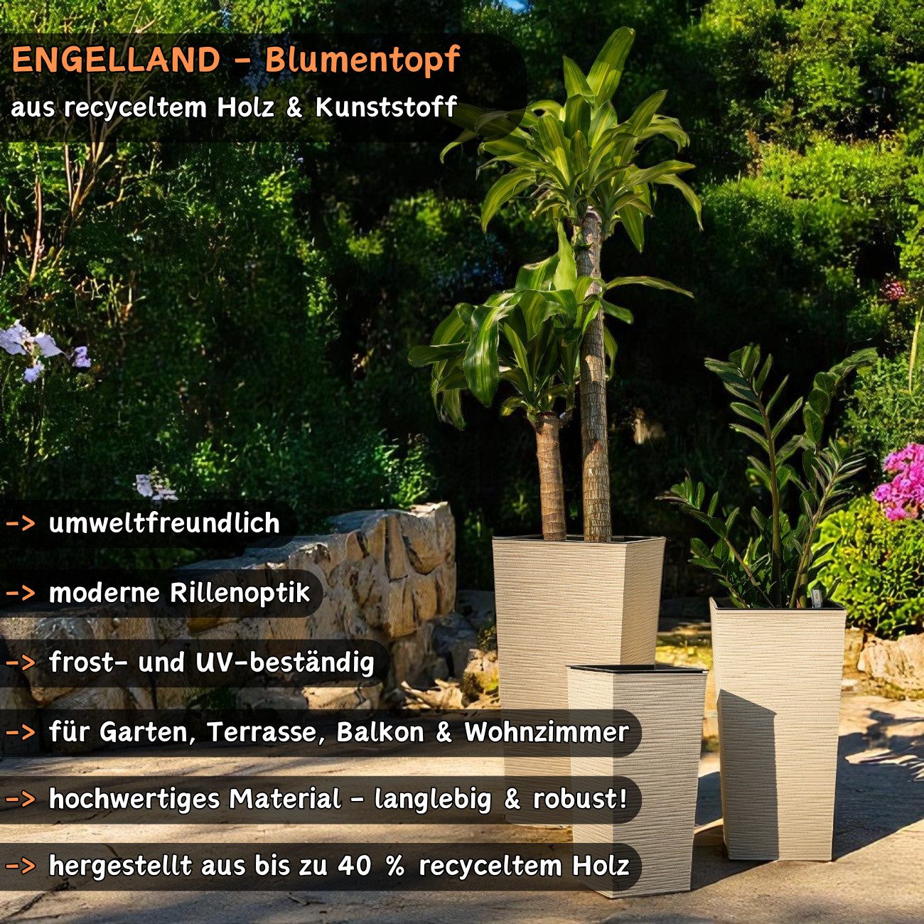 Engelland Pflanzkübel Blumentopf aus recyceltem Kunststoff günstig online kaufen