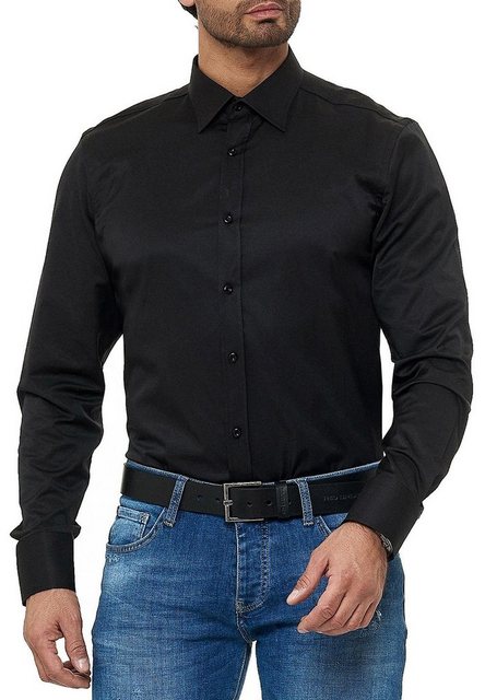 RedBridge Businesshemd Premium Hemd Regular Modern Fit Langarm Schwarz L günstig online kaufen