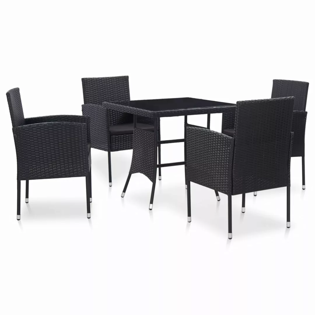 5-tlg. Garten-essgruppe Poly Rattan Schwarz günstig online kaufen