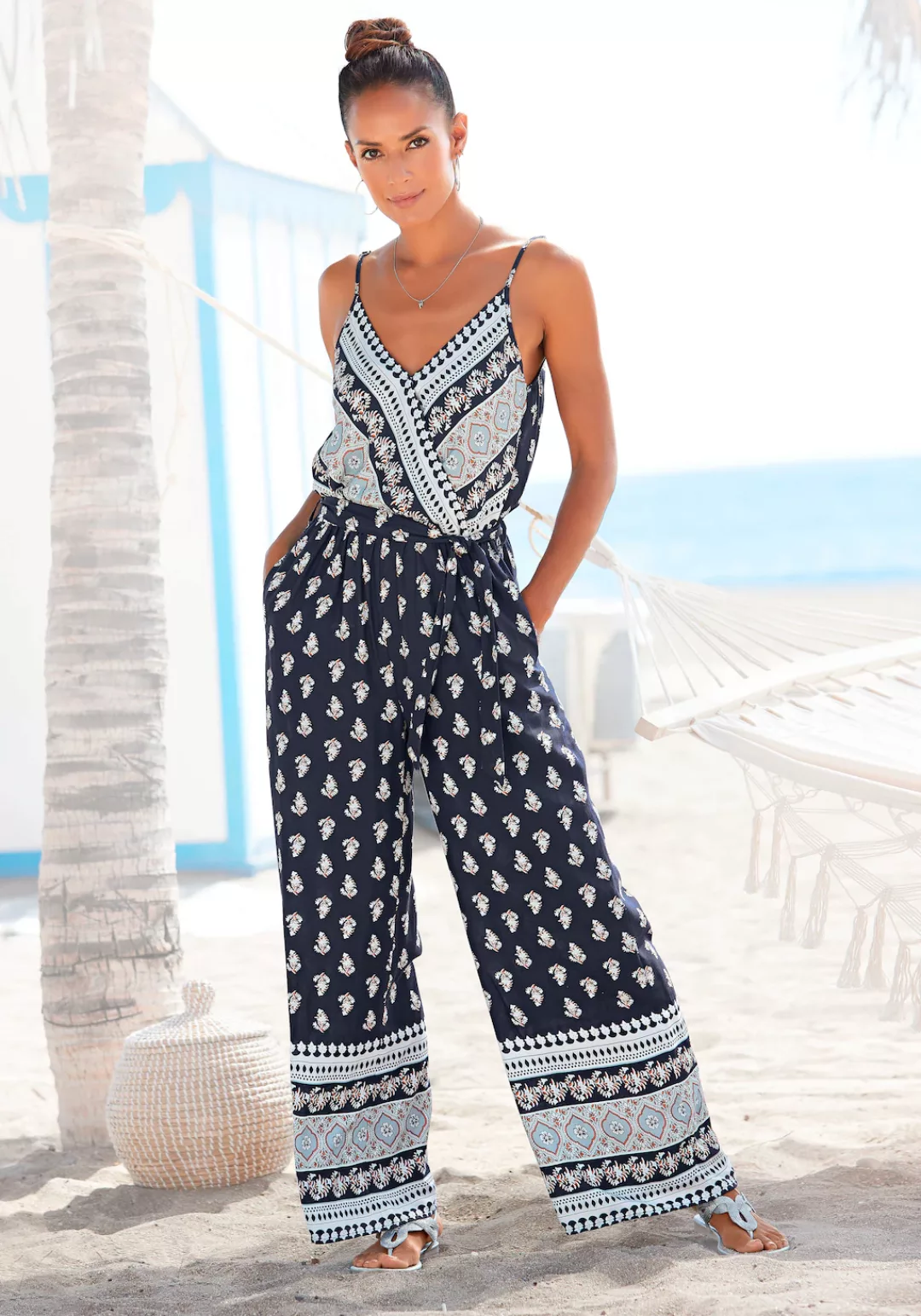 Vivance Overall mit Bordürendruck und Taschen, sommerlicher Jumpsuit, weite günstig online kaufen