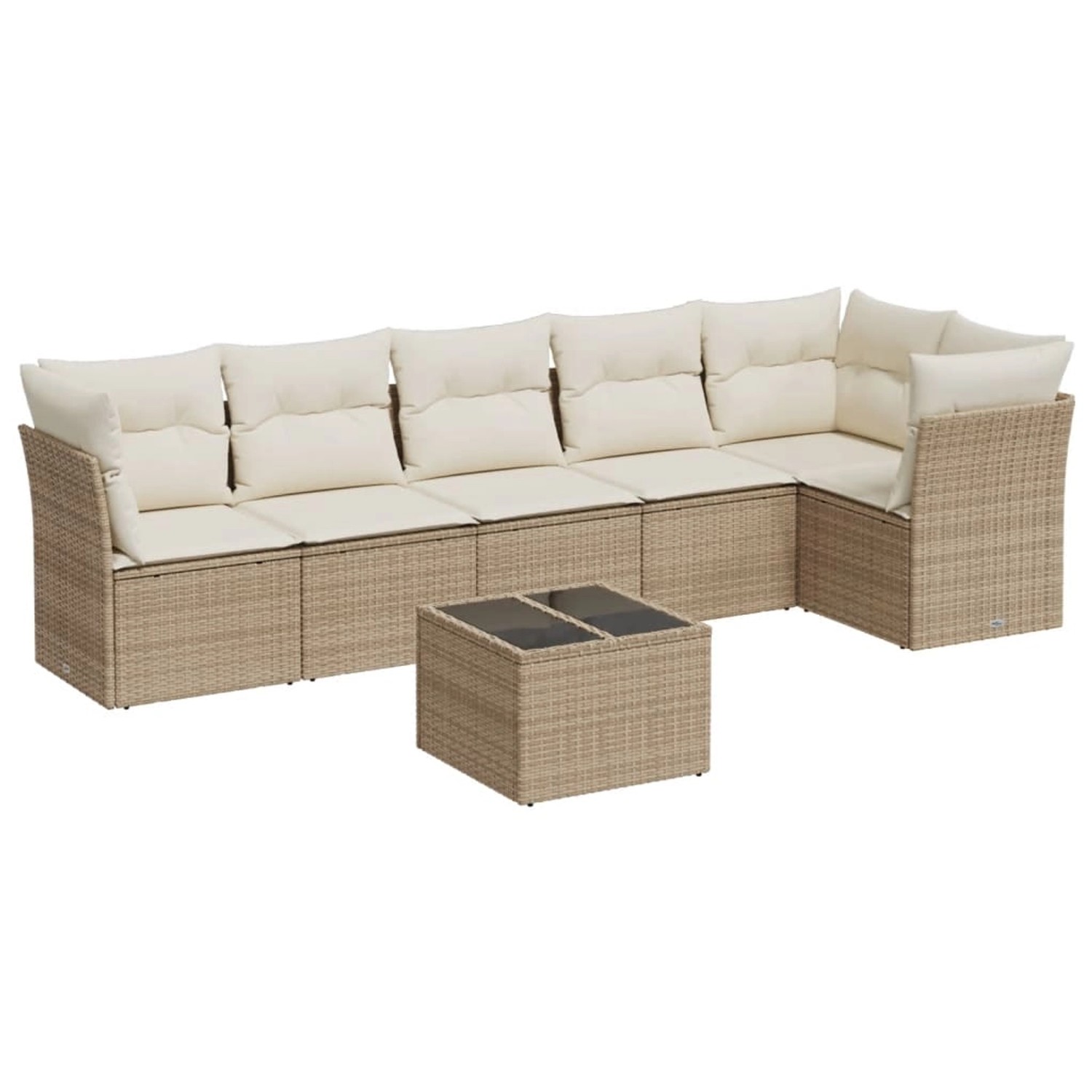 vidaXL 7-Tlg Garten-Sofagarnitur mit Kissen Beige Poly Rattan 3249507 günstig online kaufen