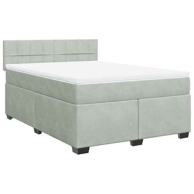 vidaXL Bett Boxspringbett mit Matratze Hellgrau 140x190 cm Samt günstig online kaufen