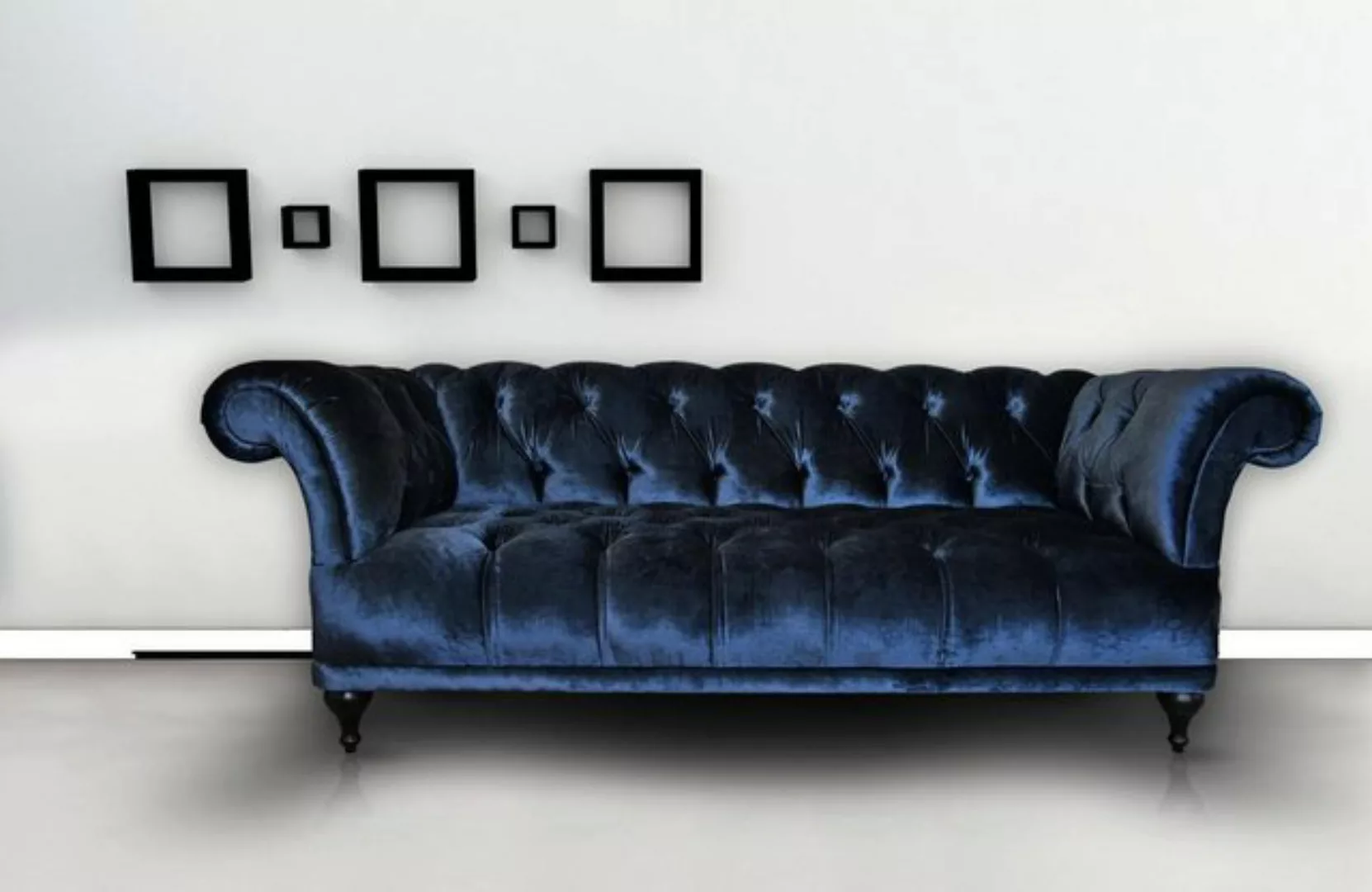 Xlmoebel 3-Sitzer Blau Sofa mit Chesterfield-Stil, Polsterdesigner-Couch, 1 günstig online kaufen