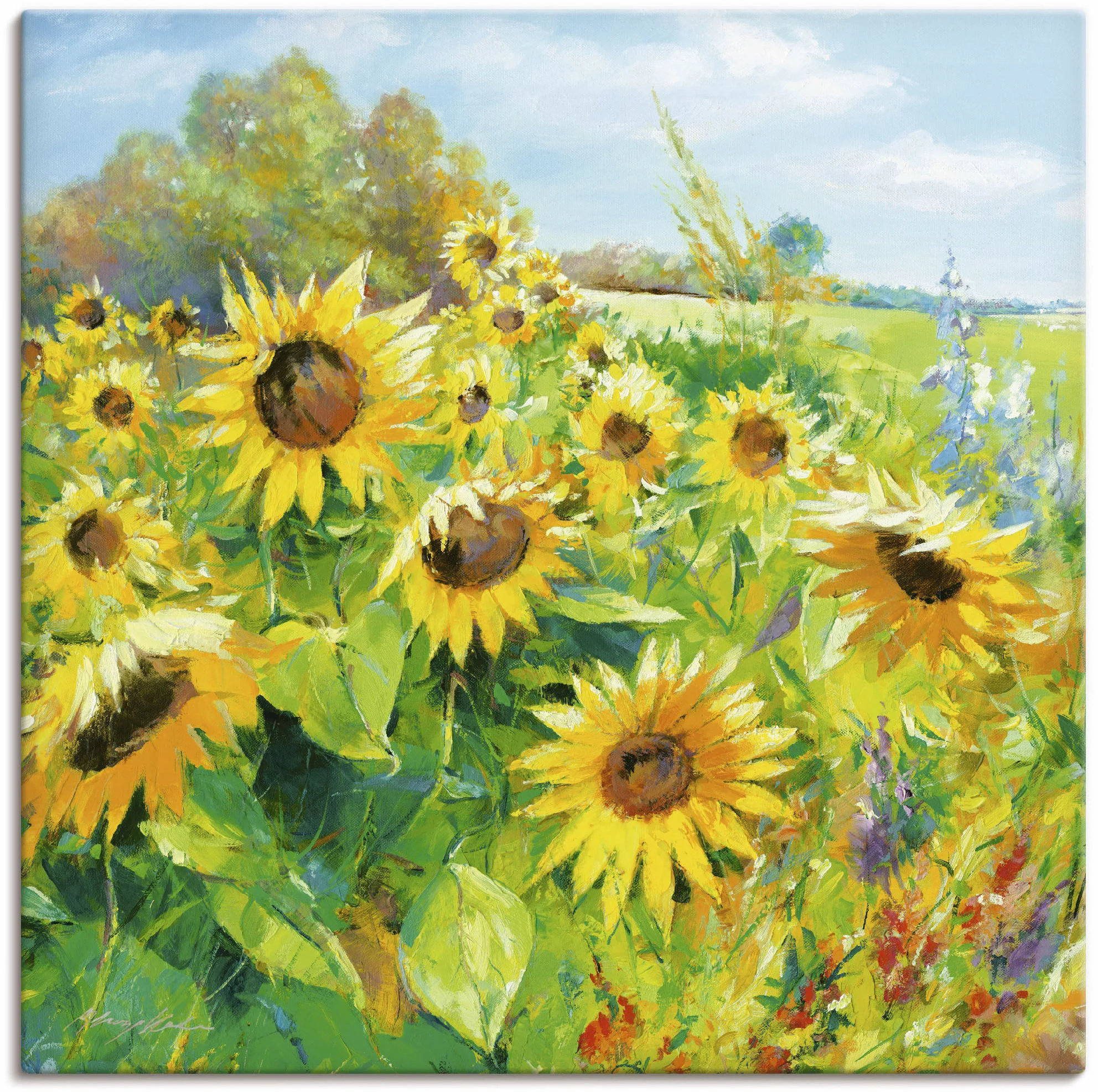 Artland Wandbild »Sommerwiese mit Sonnenblumen«, Blumenwiese, (1 St.), als günstig online kaufen