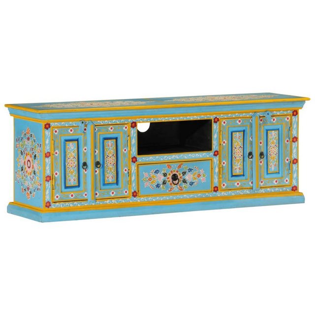 furnicato TV-Schrank Blau 110x30x40 cm Massivholz Mango günstig online kaufen