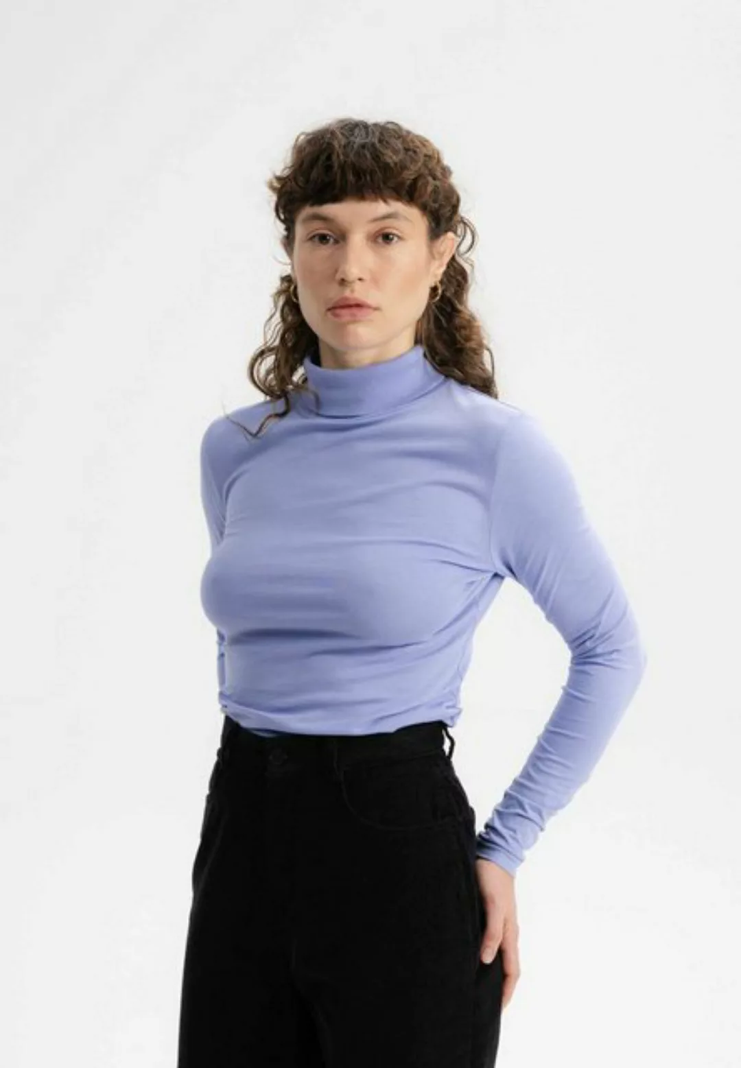 MELA Langarmshirt Damen Turtleneck Shirt ANCHAL Fein gerippter Kragen günstig online kaufen