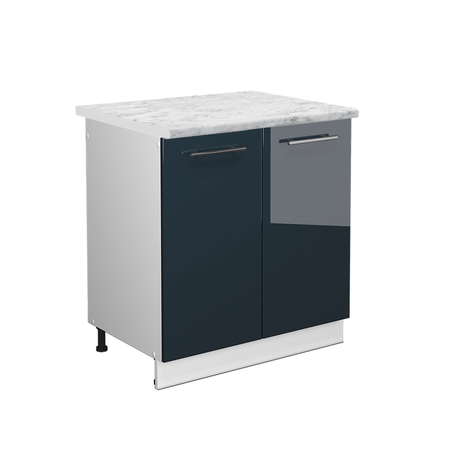 Vicco Spülenunterschrank Fame-Line Dunkelblau Hochglanz/Weiß 80 cm AP Eiche günstig online kaufen