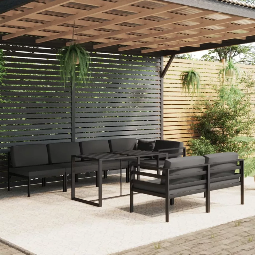 Vidaxl 8-tlg. Garten-lounge-set Mit Kissen Aluminium Anthrazit günstig online kaufen