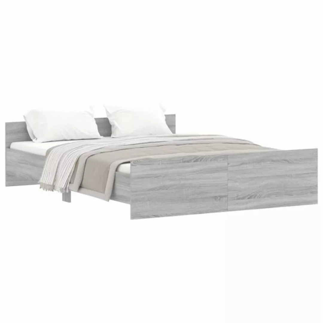 furnicato Bett Bettgestell mit Kopf- und Fußteil Grau Sonoma 160x200 cm günstig online kaufen