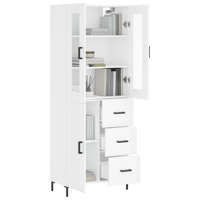 vidaXL Vitrine Highboard Hochglanz-Weiß 69,5x34x180 cm Spanplatte Glas Vitr günstig online kaufen