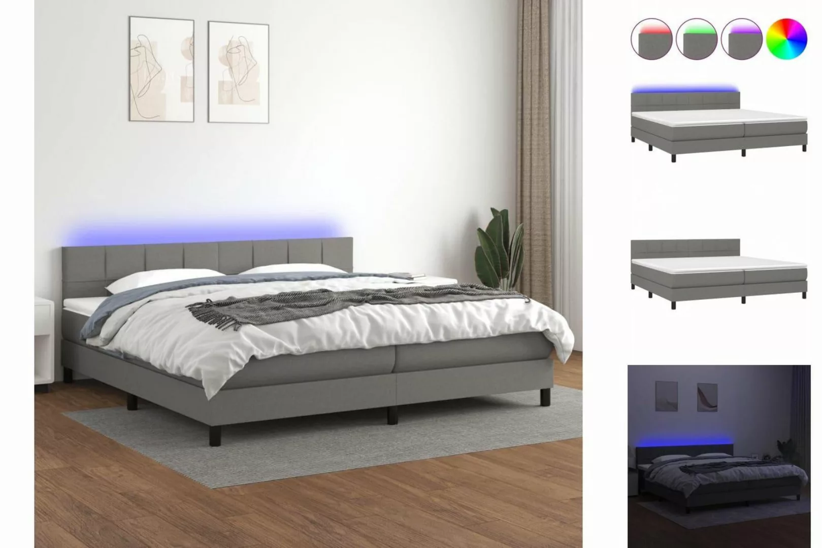 vidaXL Boxspringbett Bett Boxspringbett komplett mit Matratze & LED Stoff ( günstig online kaufen