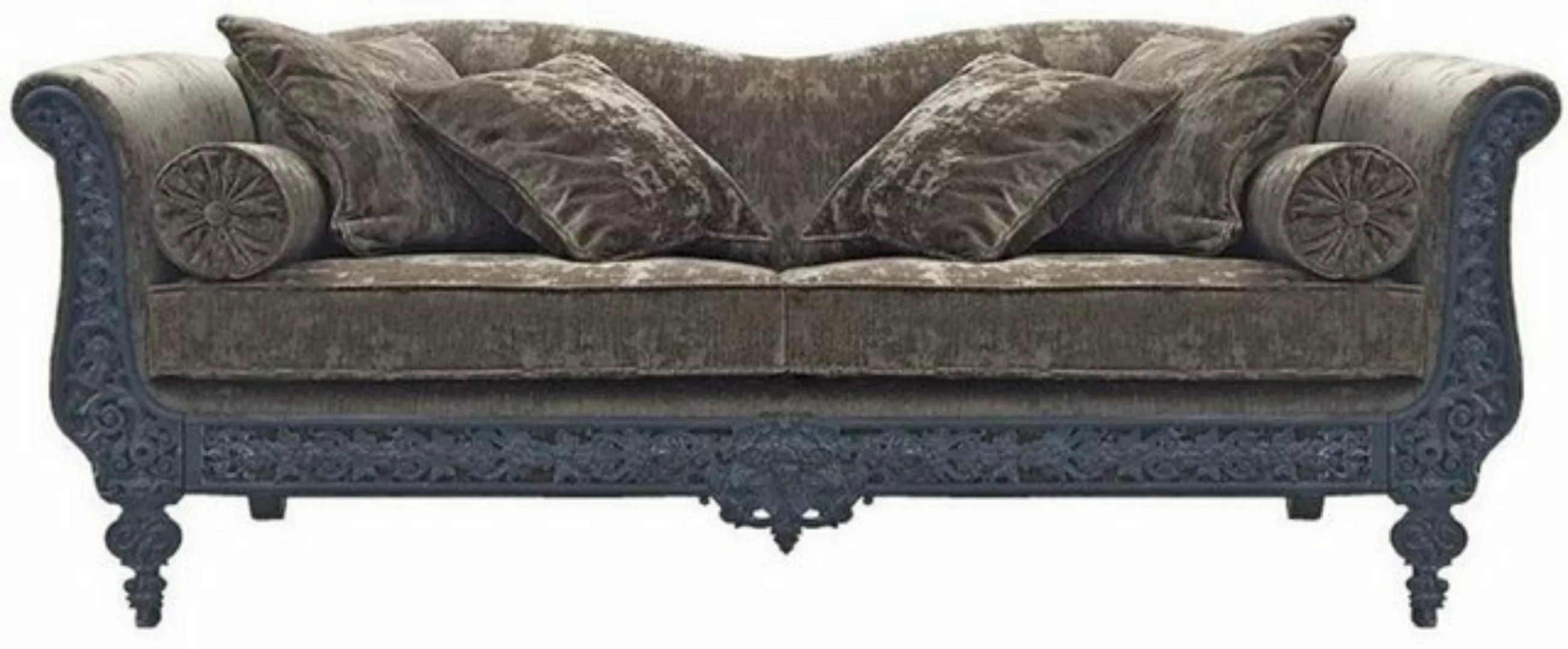 Casa Padrino Sofa Luxus Barock Sofa Grau / Blau 220 x 100 x H. 80 cm - Hand günstig online kaufen