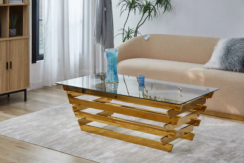 SalesFever Couchtisch, mit Design-Gestell aus Stainless Steel günstig online kaufen