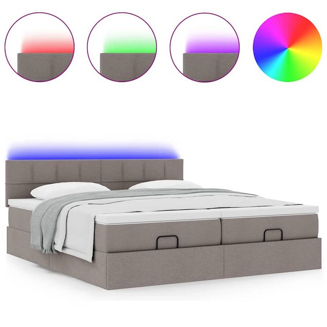 vidaXL Bett Ottoman-Bett mit Matratzen & LEDs Taupe 180x200 cm Stoff günstig online kaufen