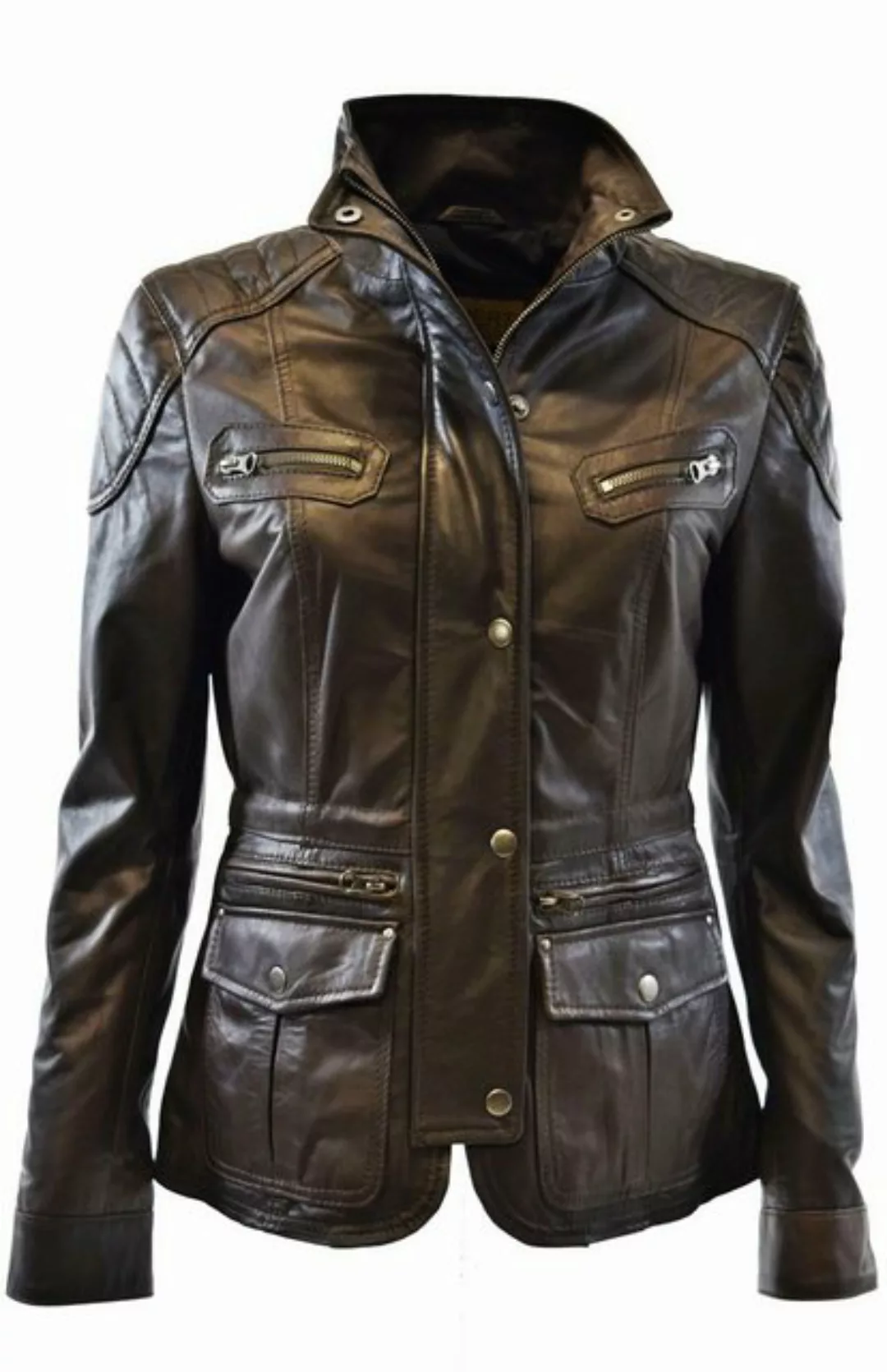 Zimmert Leather Lederjacke Lilli washed Lammnappa, Übergangsjacke, Cognac, günstig online kaufen