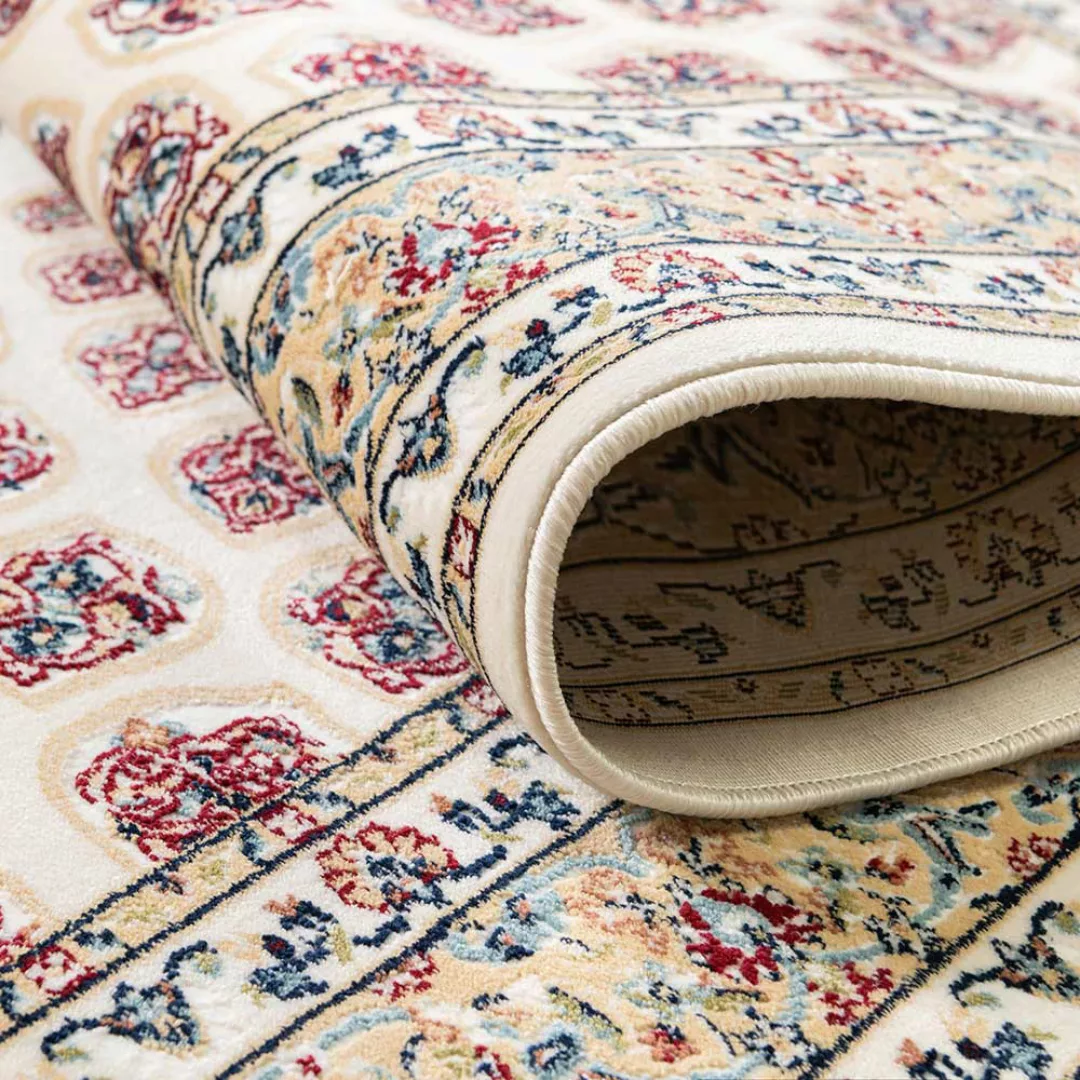 Runder Teppich hell im orientalischen Stil Kurzflor günstig online kaufen