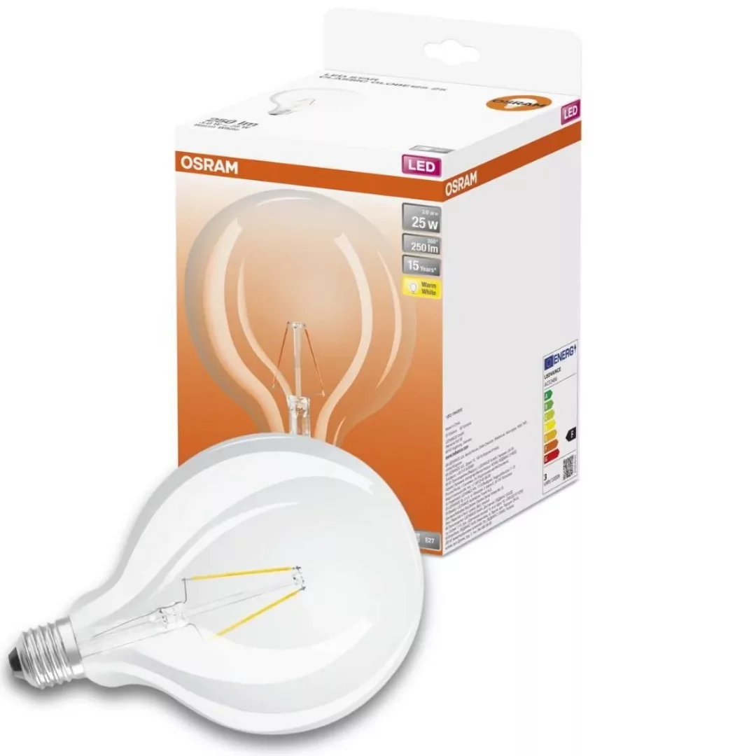 Osram LED Lampe ersetzt 25W E27 Globe - G125 in Transparent 2,5W 250lm 2700 günstig online kaufen